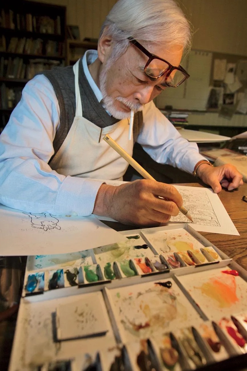 Hayao Miyazaki Working